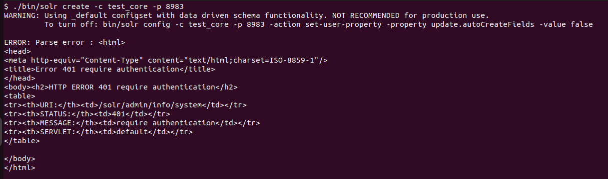 HTTP ERROR 401 require authentication