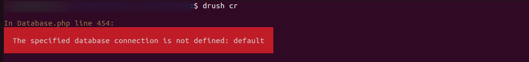 The specified database connection is not defined
